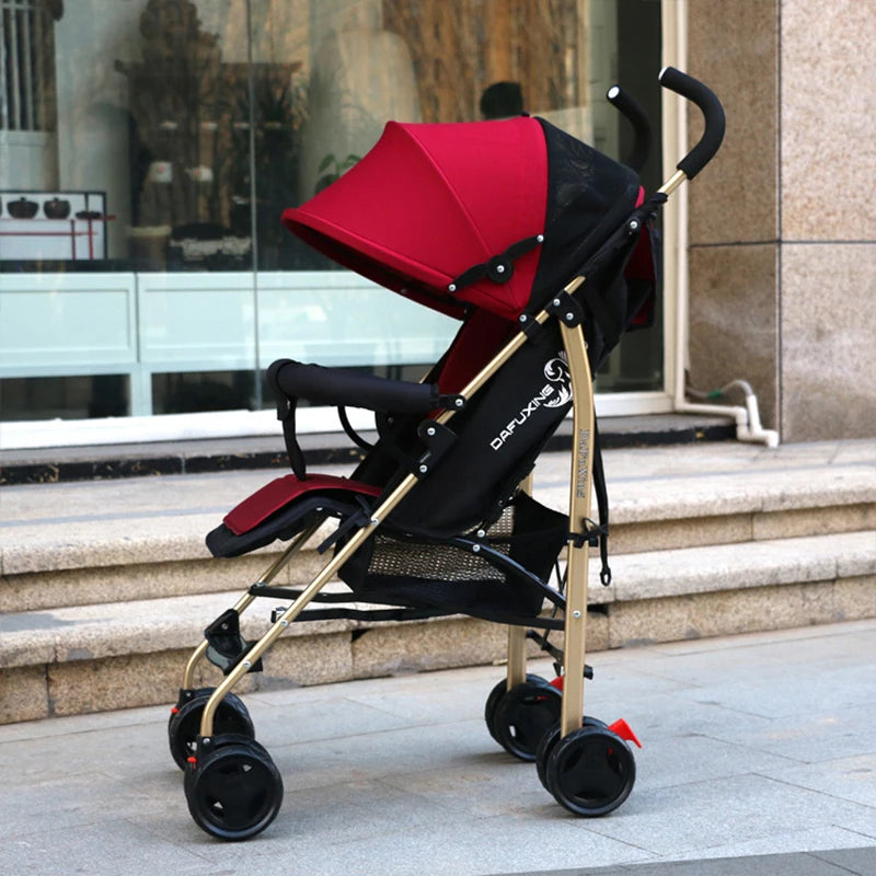 Cochecito de bebé CBX500 con asa dorada, se puede sentar y acostar, cochecito plegable ultraligero, cochecito de viaje y para exteriores