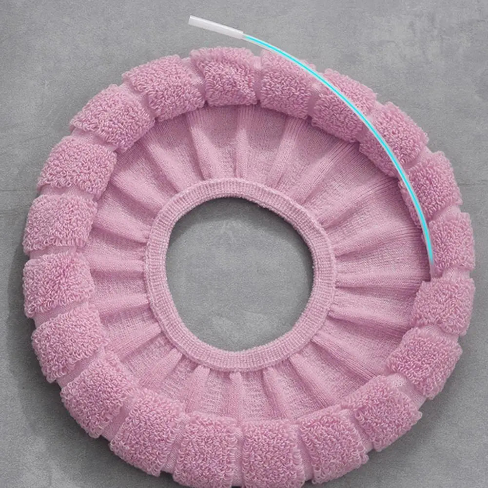 Housse Siège Toilette Hiver Tricot Doux — Lavable Forme O 37x44cm Salle Bain