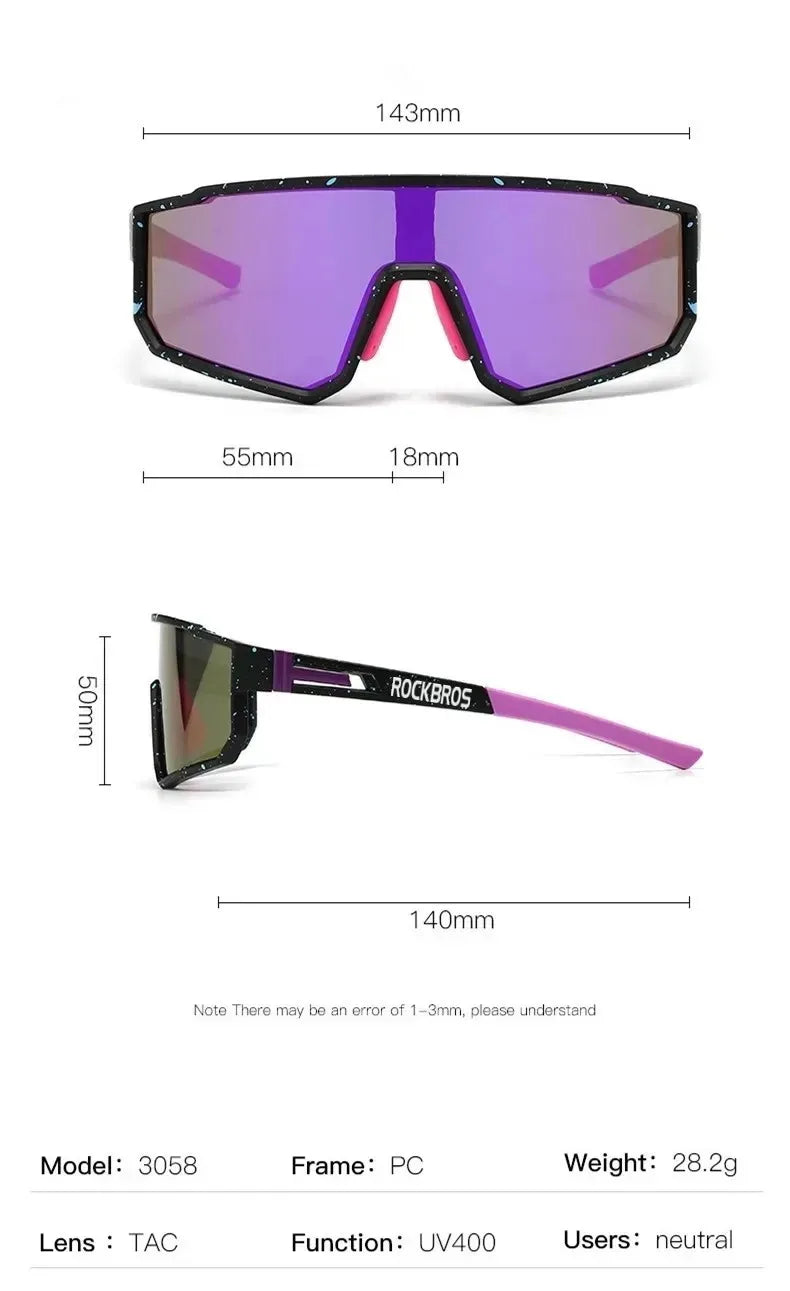 Lunettes de cyclisme surdimensionnées coupe-vent colorées — sport extérieur, homme