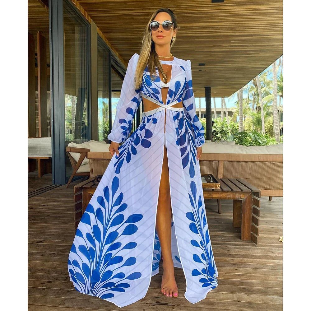 Blue Eyes Bikini Cover-Up, Tuniques de plage, Long Kaftan, Robe de plage, Sarong, Maillots de bain