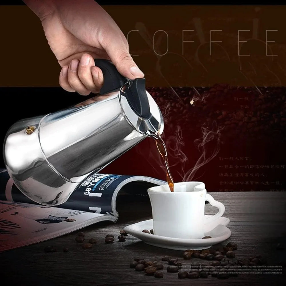Cafetières moka en acier inoxydable, expresso, tasse à café, théière, café Latte, cafetière Portable pour Camping et maison