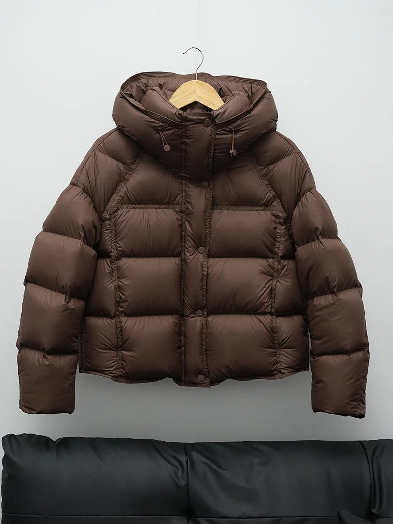 ZAROY Chaqueta de invierno para mujer, gruesa, cálida, con capucha, de algodón, Parkas de Corea, sólida, versátil, casual, abrigo corto, ropa de abrigo para la nieve, chaqueta