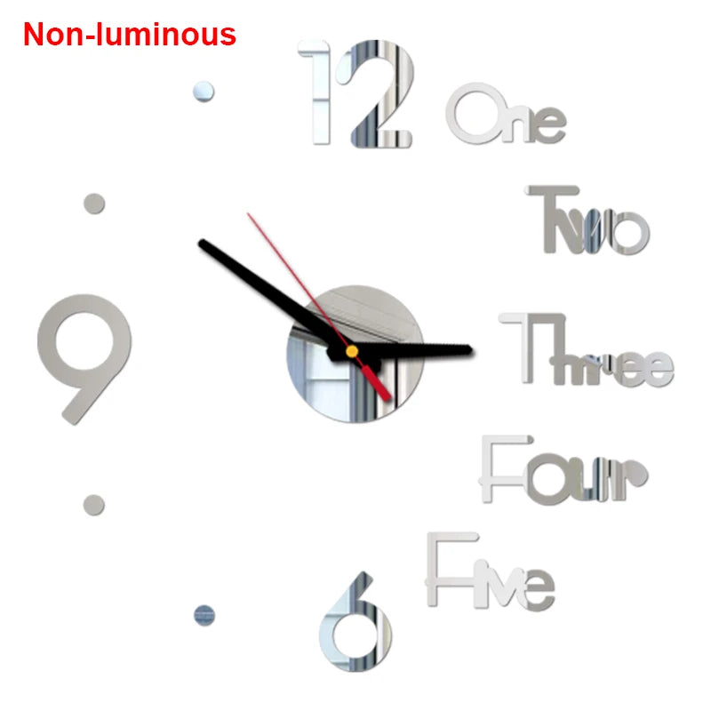 Wall clock DIY Luminous Wall Clock Quartz Watch Acrylic Mirror Stickers Wall Clock Wall Decoration Hot Home Decoration
