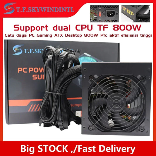 800W alimentation 90 PLUS or ATX ordinateur de bureau PSU Mining Chia puissance nominale 800W jeu compétitif Gamer 110V 220V