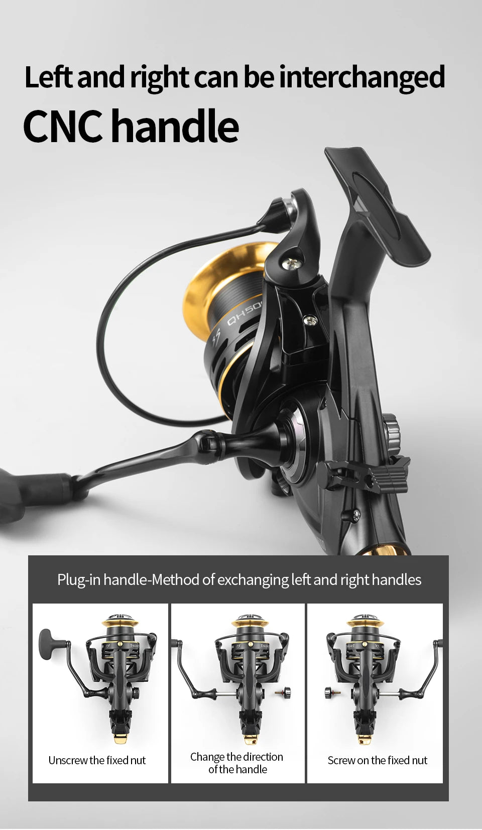 LINNHUE moulinet de pêche à la carpe moulinet QH3000-9000 fort Double traînée 20kg Carretilha Pesca moulinet de mer pêche bobine de rechange gratuite
