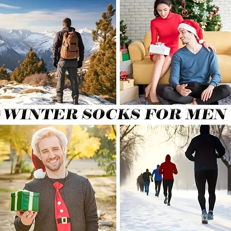 3/5 pares de calcetines cálidos para hombre, calcetines de rizo gruesos a media pantorrilla, calcetines anticongelantes para botas de nieve, elásticos, color liso
