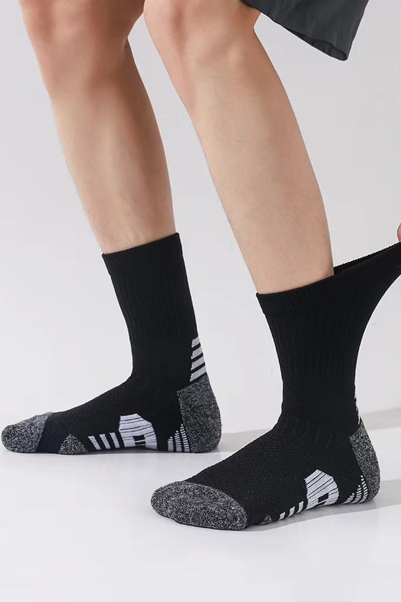 3 paires de chaussettes atétiques pour hommes, chaussettes de sport respirantes, de course en plein air, de Compression, longues, noires, blanches, bleues, extensibles