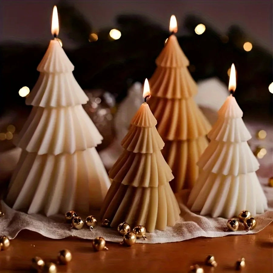 Molde de silicona para velas de árbol de Navidad, bricolaje, yeso, cemento, forma de árbol de Navidad, resina de silicona