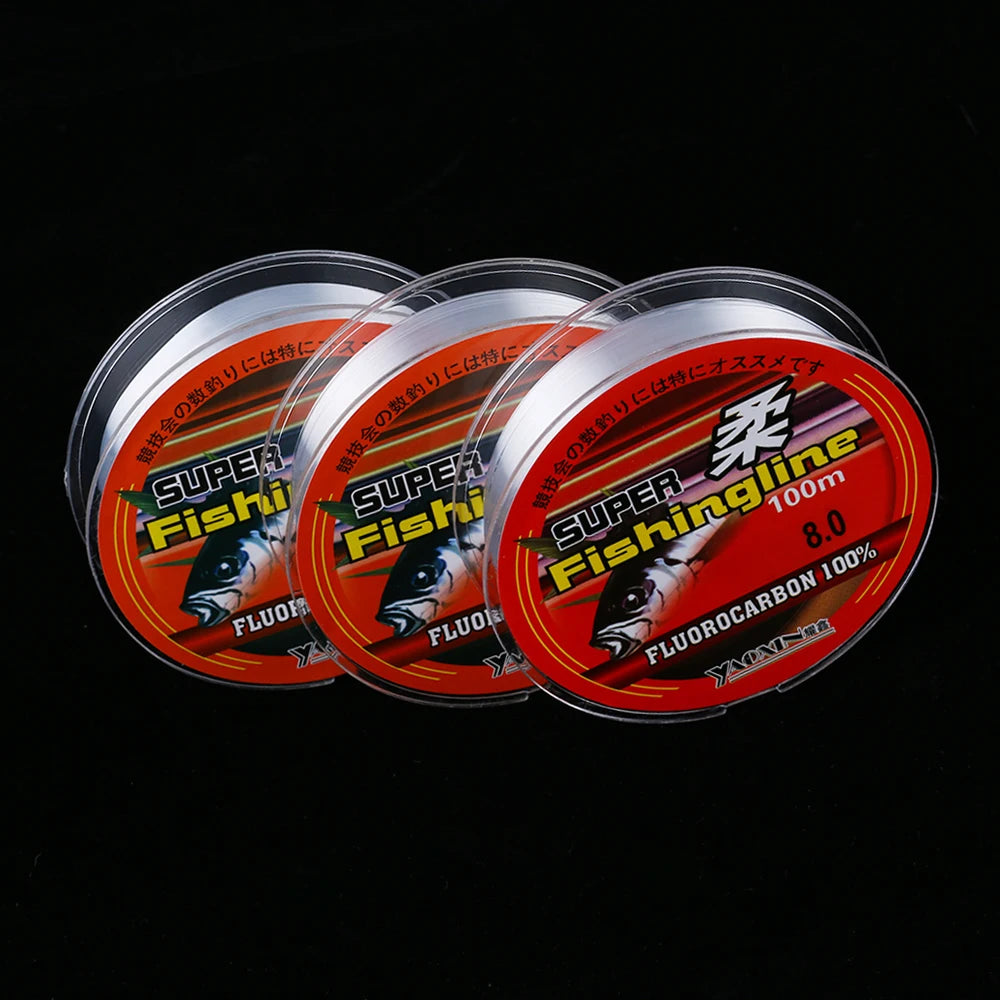 Ligne de pêche monofilament invisible en nylon à revêtement fluorocarbone, fil de 100m, pour pêcher la carpe
