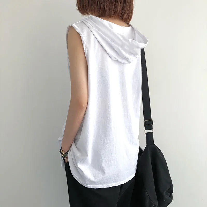 Brand New 2023 Solid Color Men's Tank Tops Sleeveless Vest T-Shirts for Men Hooded Men's Vests Tops Hip Hop Men's Tank Top T-Shirt