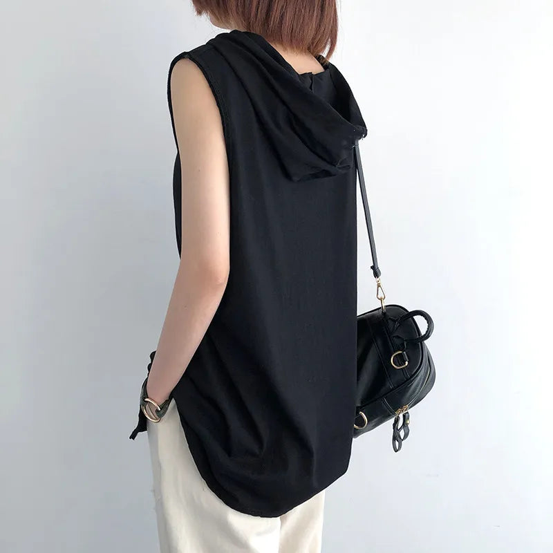Brand New 2023 Solid Color Men's Tank Tops Sleeveless Vest T-Shirts for Men Hooded Men's Vests Tops Hip Hop Men's Tank Top T-Shirt
