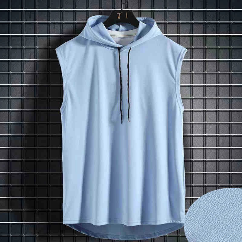 Brand New 2023 Solid Color Men's Tank Tops Sleeveless Vest T-Shirts for Men Hooded Men's Vests Tops Hip Hop Men's Tank Top T-Shirt