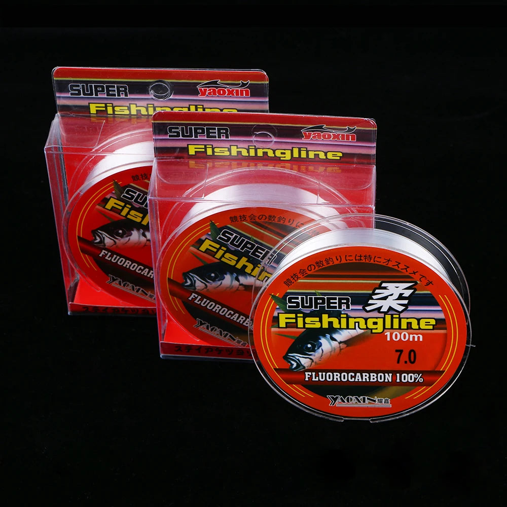 Ligne de pêche monofilament invisible en nylon à revêtement fluorocarbone, fil de 100m, pour pêcher la carpe