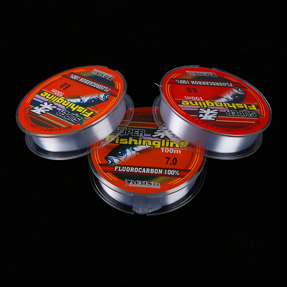 Ligne de pêche monofilament invisible en nylon à revêtement fluorocarbone, fil de 100m, pour pêcher la carpe