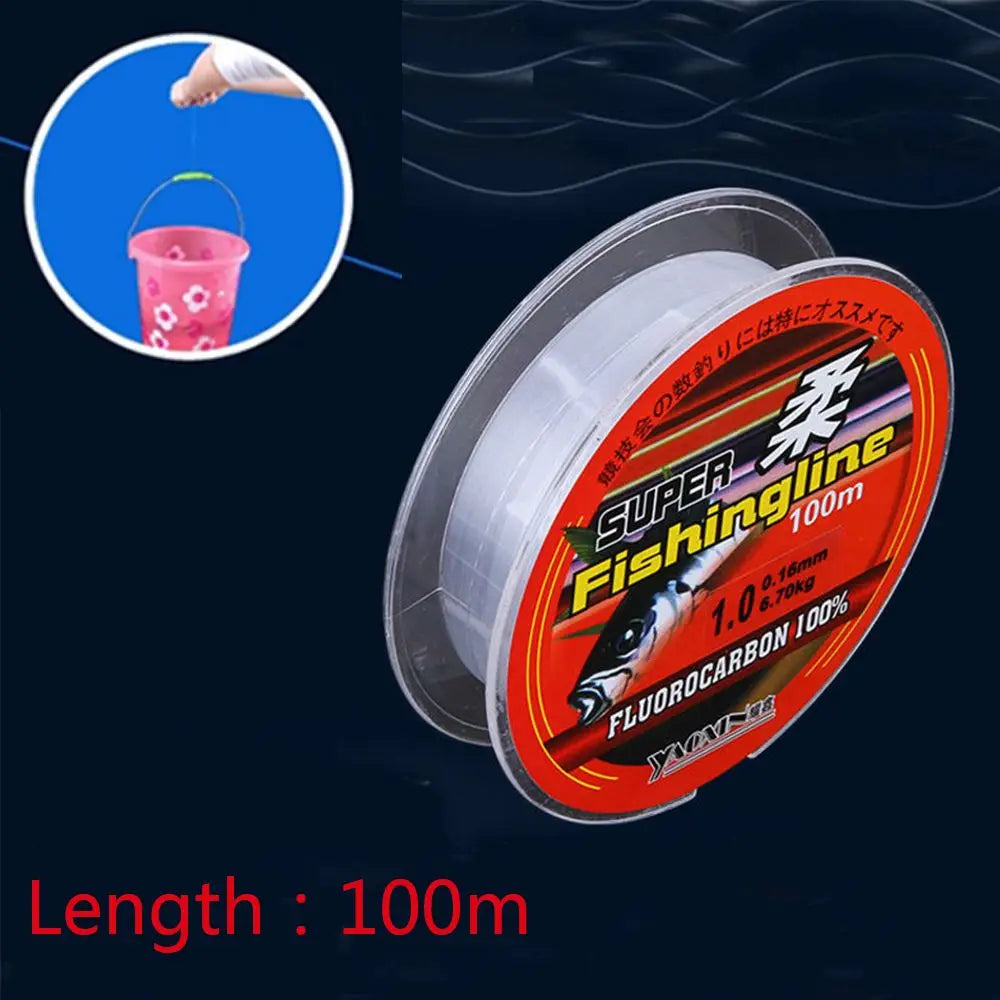 Ligne de pêche monofilament invisible en nylon à revêtement fluorocarbone, fil de 100m, pour pêcher la carpe