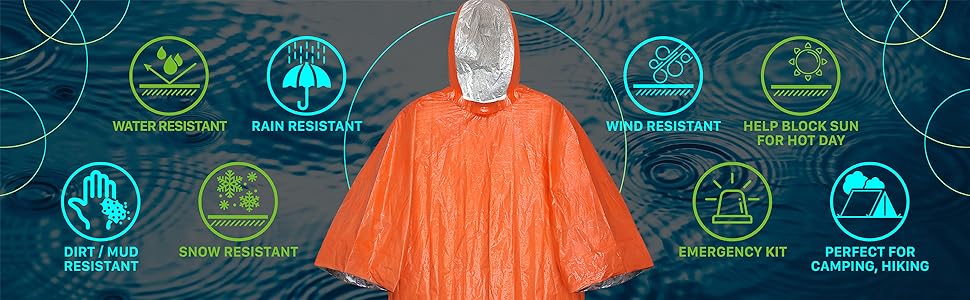 Poncho de pluie d'urgence, couverture thermique, résistant aux intempéries, équipement de Camping de survie en plein air, Gadgets de survie