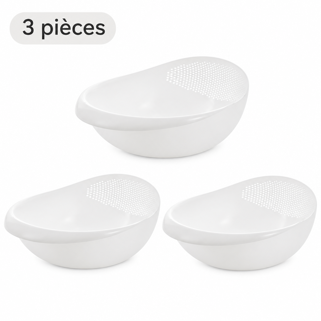 Illustration du lot de trois bols blancs
