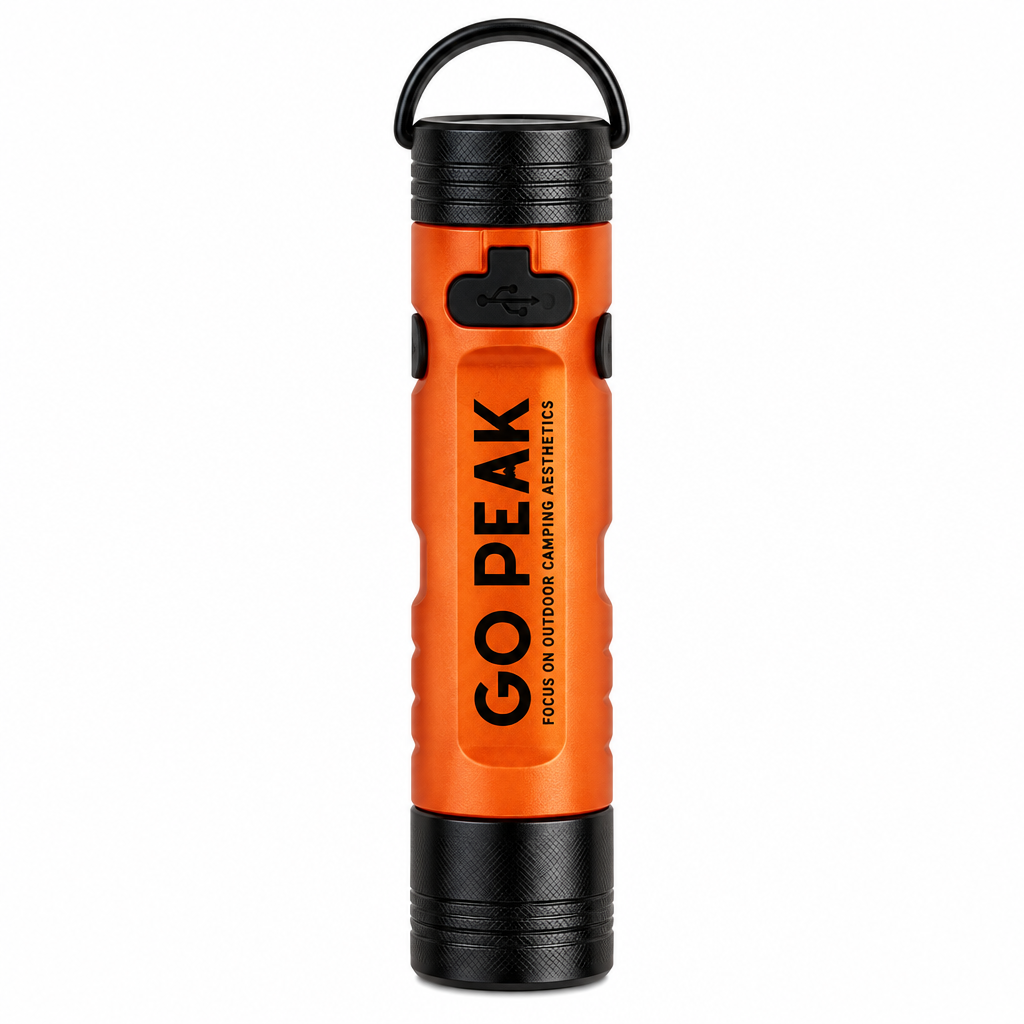 Mini-lampe orange sur fond blanc