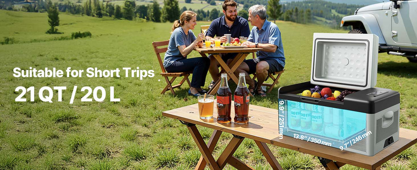 Glacière Électrique Voiture 15/20 L — Compresseur Portable, Contrôle App, Camping & Voyage